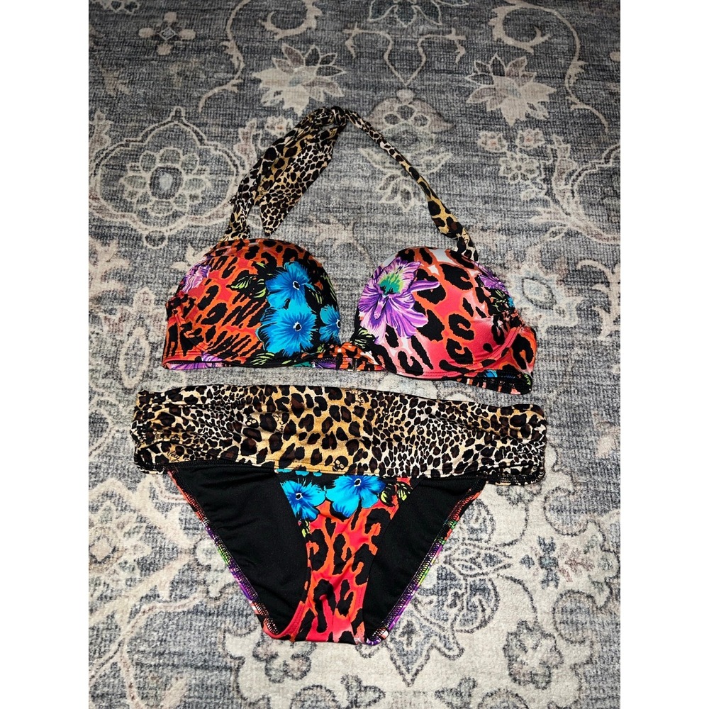 Vintage Victorias Secret Bombshell Bikini Animal Print Y2K